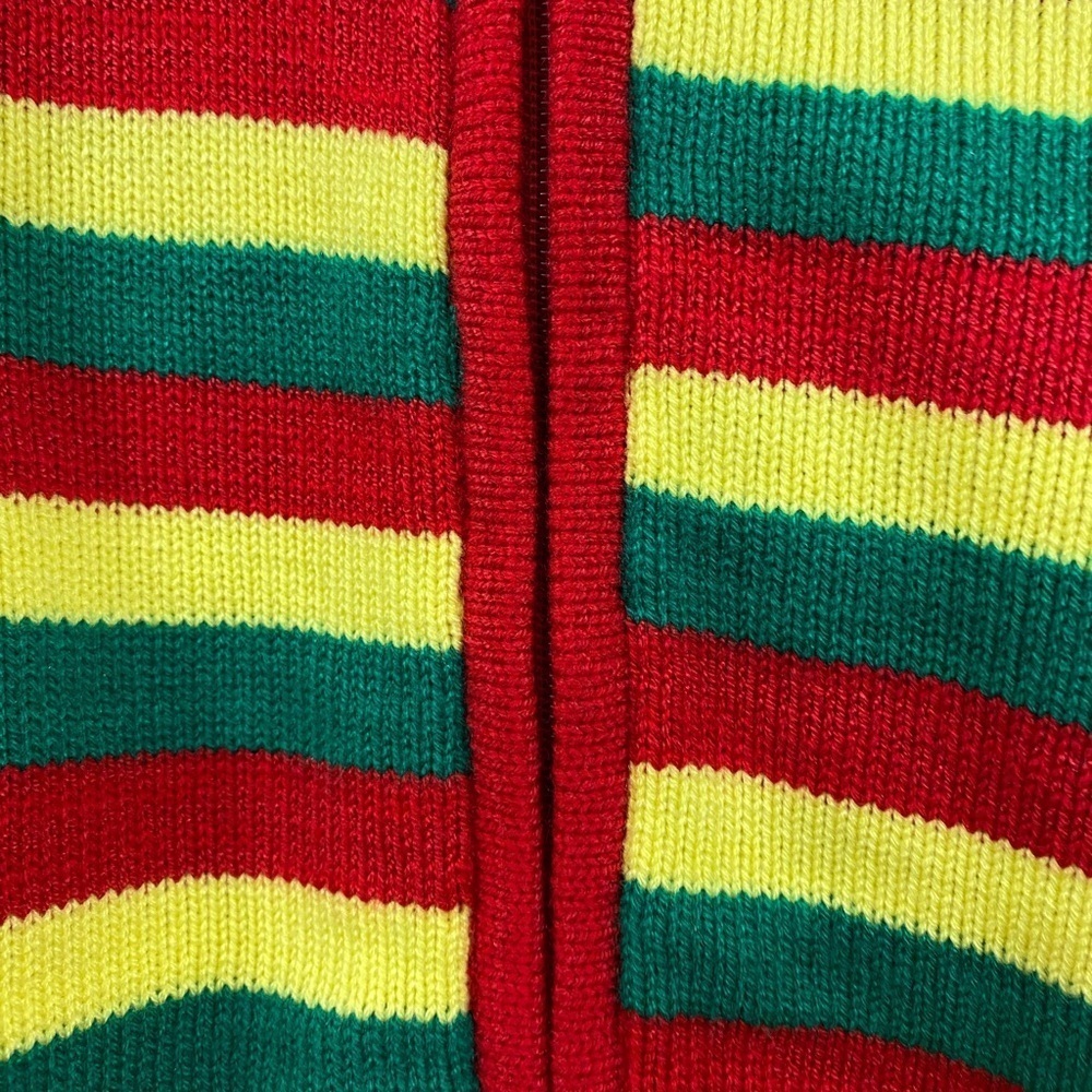 Kids Long Sleeve Striped Full Front Zip Up Hooded Knit Sweater - Picture 3 of 6